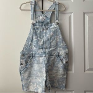 Jordache acid wash floral print overall shorts, size 18, worn once